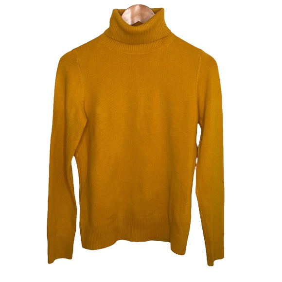 French Connection Sweaters - French Connection Womens Yellow Gold Long Sleeve Ribbed Knit Size L Turtleneck